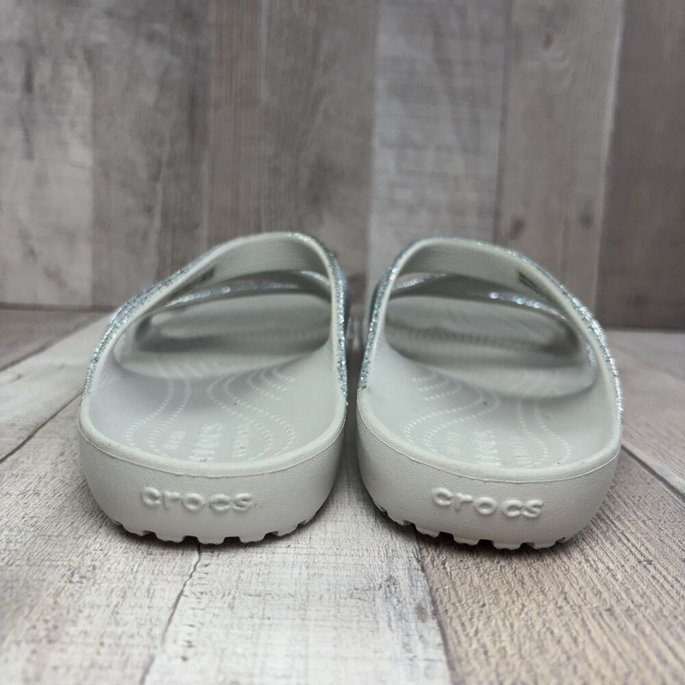 Crocs Women's 9 Kadee II Sandals Slide Strappy Comfort Waterproof Glitter Silver - Picture 9 of 11